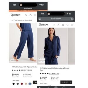 Quince Navy Silk Pajama Set